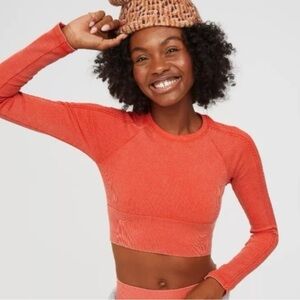American Eagle Aerie Offline Big Chill Seamless Cable Detailing Crop Long Sleeve